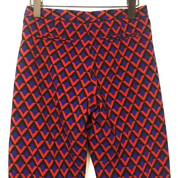 Amazing Red/Blue Silk-Like Printed Pants - NWOT - Picture 4 of 7